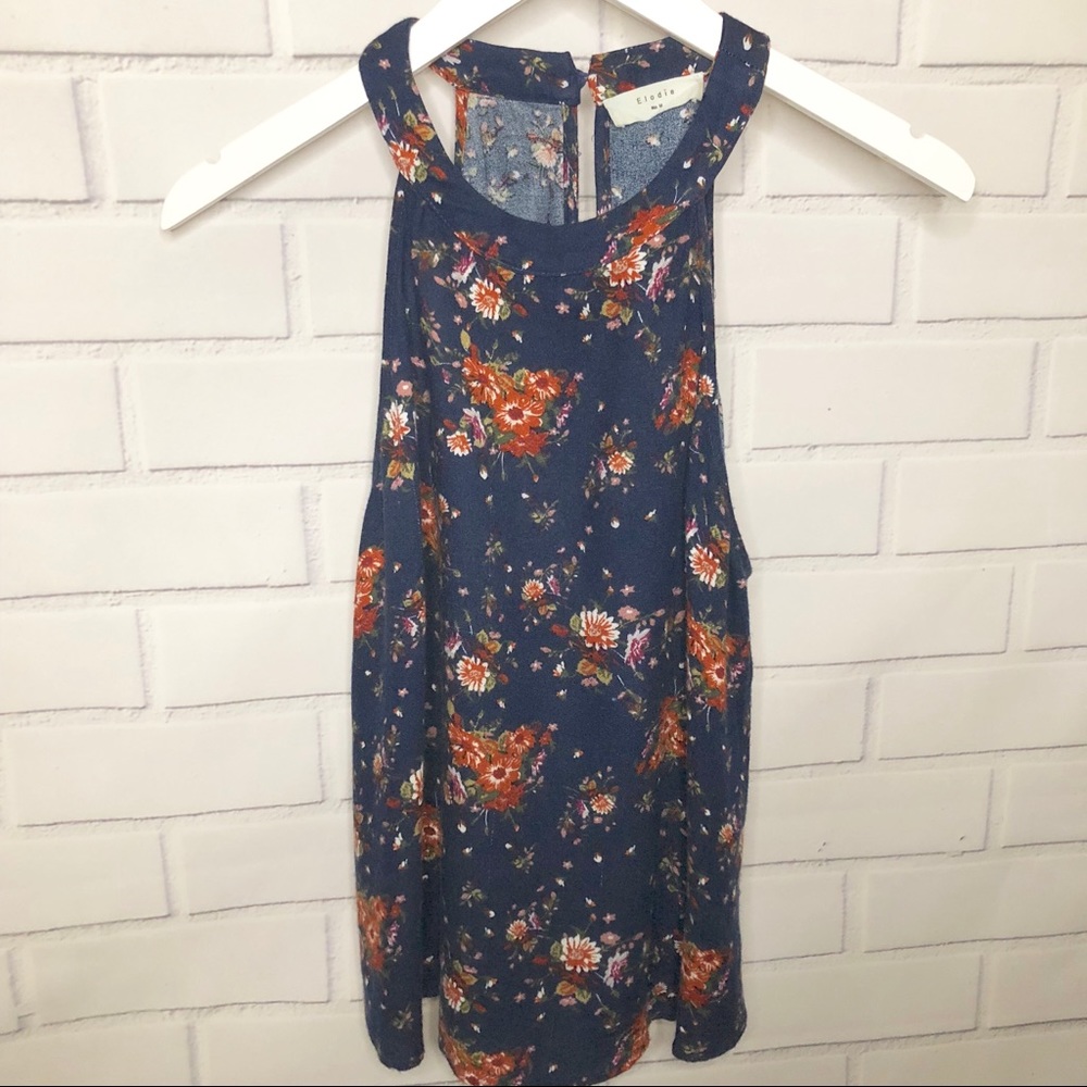 Elodie Navy floral Halter style Tank